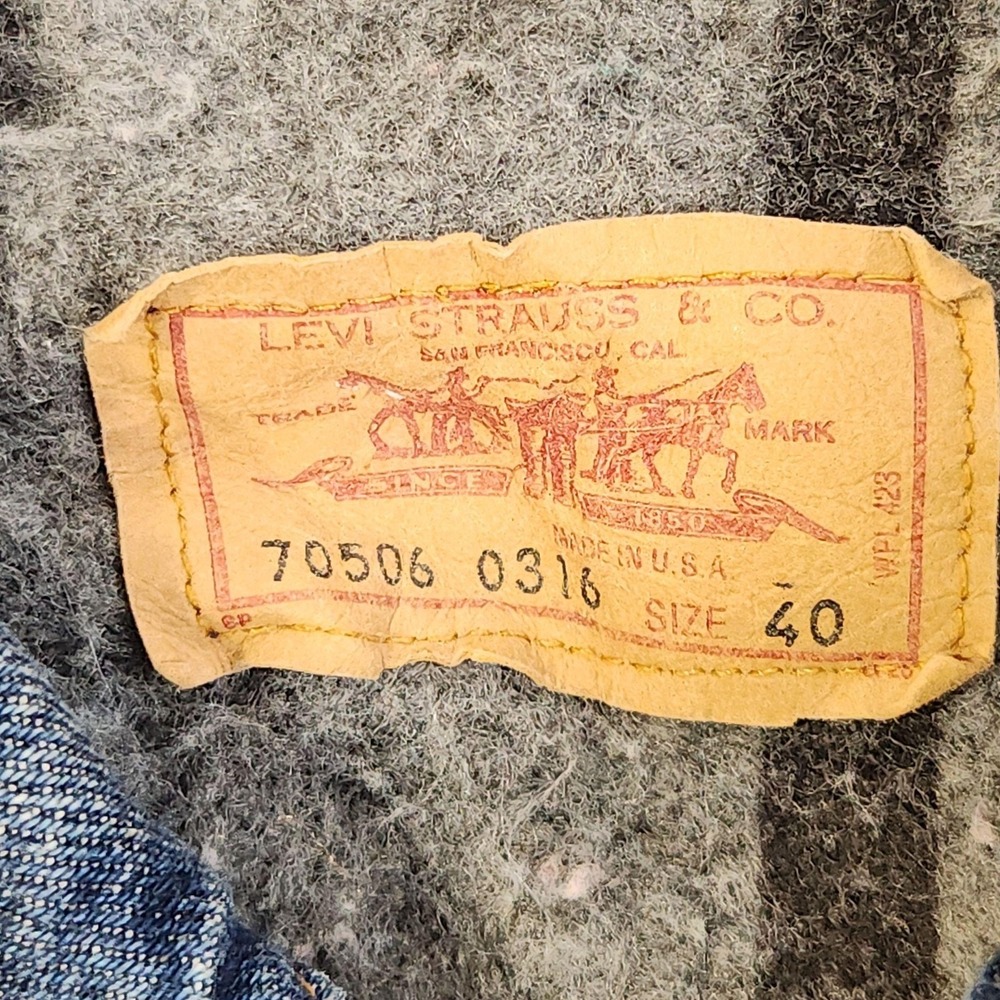 Vintage Levis Jacket Mens 40 Blue Denim Blanket Lined Made USA 70506 0316 USA - Picture 2 of 8